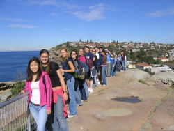 Group photo in front of rail at Watsons Bay