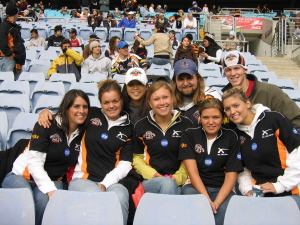 Students at Australian Rules football game