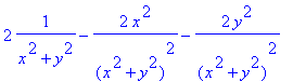 2*1/(x^2+y^2)-2*x^2/((x^2+y^2)^2)-2*y^2/((x^2+y^2)^...