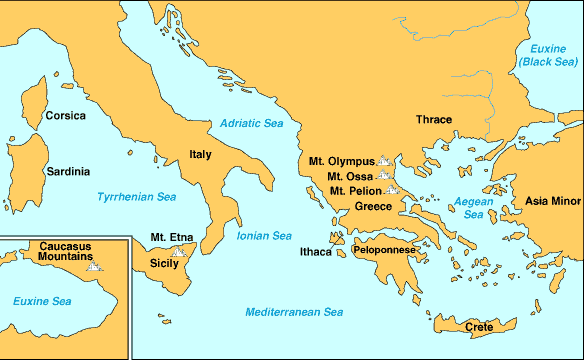 Is there a part of the Greek mainland between the Ionian and